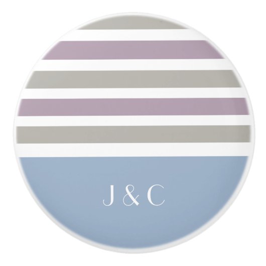 Strepen Patroon aangepaste monogram knoppen & pull (Voorkant)