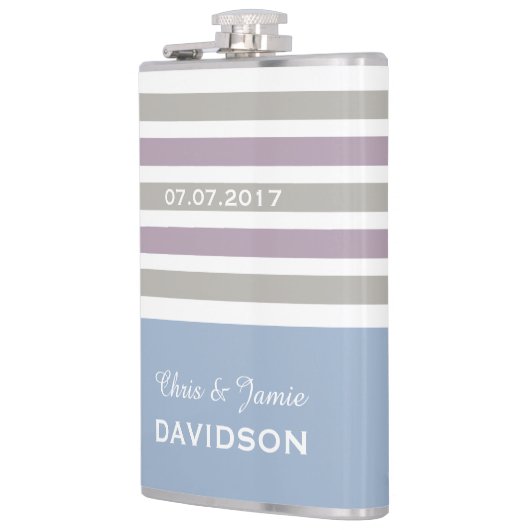 Strepen Patroon aangepaste monogram kolf Heupfles (Links)