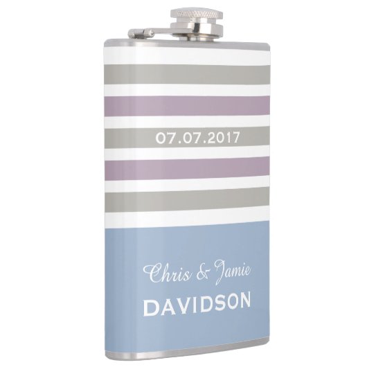 Strepen Patroon aangepaste monogram kolf Heupfles (Rechts)