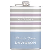 Strepen Patroon aangepaste monogram kolf Heupfles (Voorkant)