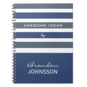 Strepen Patroon aangepaste monogram notitieboek (Voorkant)