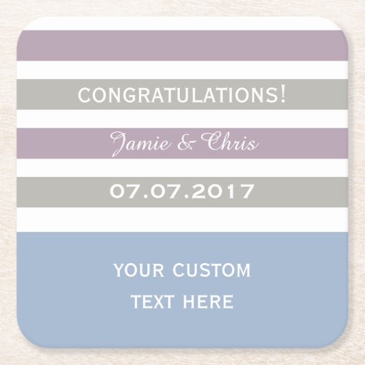 Strepen Patroon aangepaste monogram onderzetters (Voorkant)