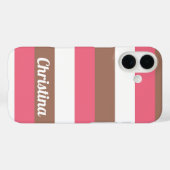 Strepen Patroon Mocha Roze Wit Personaliseren Case-Mate iPhone Case (Achterkant (horizontaal))