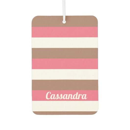 Strepen Personaliseren Roze Bruin Wit Luchtverfrisser (Voorkant)