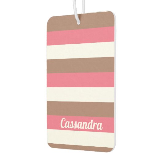 Strepen Personaliseren Roze Bruin Wit Luchtverfrisser (Links)