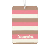 Strepen Personaliseren Roze Bruin Wit Luchtverfrisser (Achterkant)