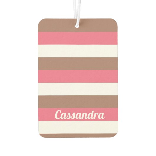 Strepen Personaliseren Roze Bruin Wit Luchtverfrisser (Achterkant)