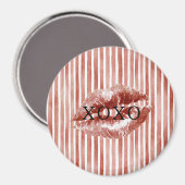 Strepen Rode Lippen Kus XOXO Magneet (Voorkant / Achterkant)