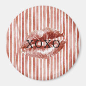 Strepen Rode Lippen Kus XOXO Magneet (Voorkant)