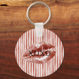 Strepen Rode Lippen Kus XOXO Sleutelhanger