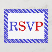 Strepen Rood Wit Blauw RSVP Uitnodiging Briefkaart (Voorkant)
