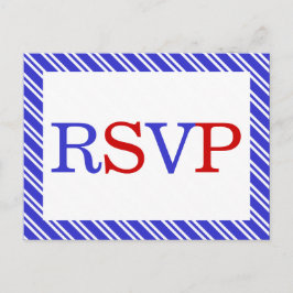 Strepen Rood Wit Blauw RSVP Uitnodiging Briefkaart