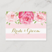 Strepen Roze Bloemen Tafel Plaats Kaarten Plaatskaartje (Achterkant)