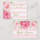 Strepen Roze Bloemen Tafel Plaats Kaarten Plaatskaartje (Voorkant / Achterkant)
