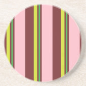 Strepen/Roze Bourgogne Geel & Limoen Groen Zandsteen Onderzetter (Voorkant)