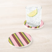 Strepen/Roze Bourgogne Geel & Limoen Groen Zandsteen Onderzetter (Zijkant)