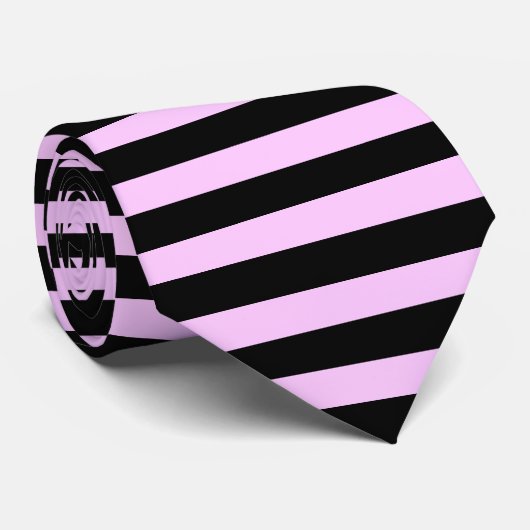 strepen roze en zwart stropdas (Opgerold)