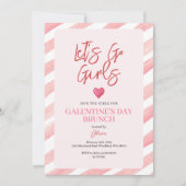 Strepen Roze Galentine's Day Diner Valentijn Kaart (Voorkant)