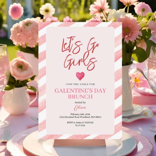 Strepen Roze Galentine's Day Diner Valentijn Kaart