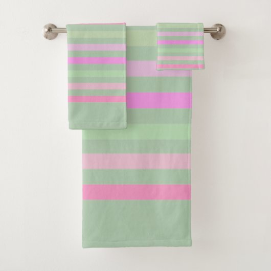 Strepen, roze, groen bad handdoek (Insitu)