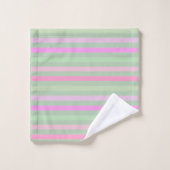 Strepen, roze, groen bad handdoek (Wasdoekje)