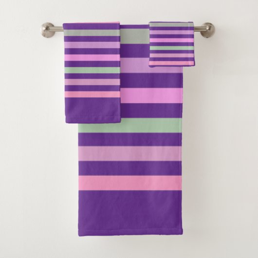 Strepen, roze, groen bad handdoek (Insitu)