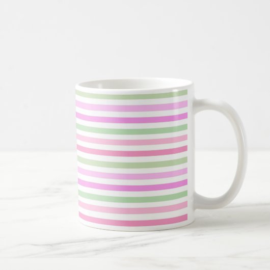 Strepen, roze, groen koffiemok (Rechts)
