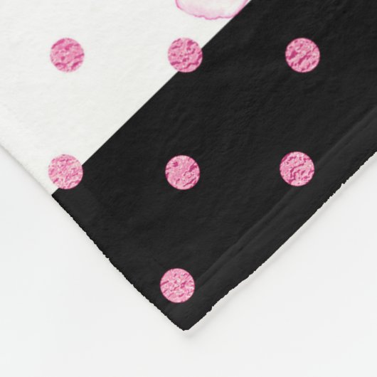 Strepen Roze Waterverf Bloemen Baby Meisje Monogra Fleece Deken (Hoek)