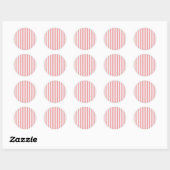 Strepen Roze & Wit Ronde Sticker (Vel)
