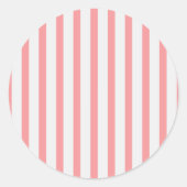 Strepen Roze & Wit Ronde Sticker (Voorkant)