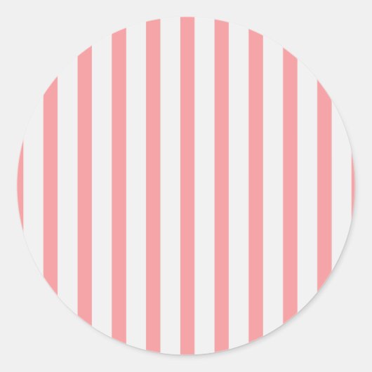 Strepen Roze & Wit Ronde Sticker (Voorkant)