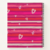 Strepen Roze Witte Hartjes Persoonlijk  Notitieboek (Achterkant)
