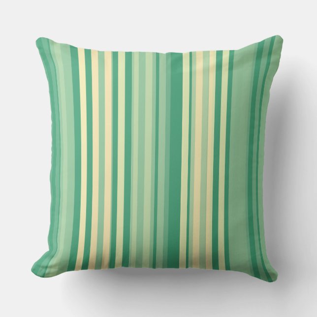 Strepen Seafoam Green en Tarwe Blends Kussen (Voorkant)