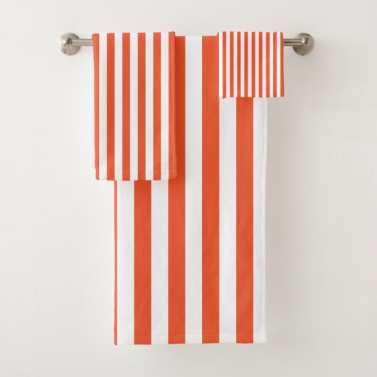 Strepen - Sinaasappel&Wit - Handdoekset Bad Handdoek (Insitu)