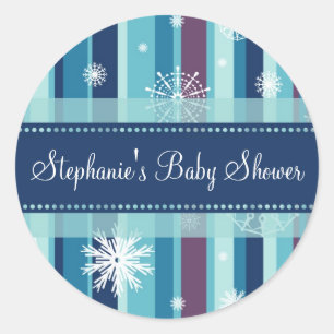 Strepen Sneeuw Winter Baby shower Favor Stickers