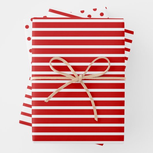 Strepen & Stippen Kerstmis Inpakpapier Vel (In situ)