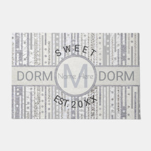 Strepen Stippen Silver White Funny Dorm Sweet Dorm Deurmat