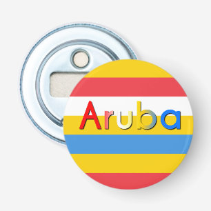 Strepen van Aruba vlag kleuren Button Flesopener