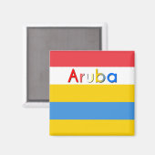 Strepen van Aruba vlag kleuren Magneet (Voorkant / Achterkant)