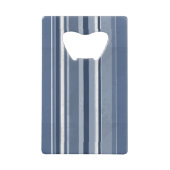 Strepen van blauw en wit creditkaart flessenopener (Voorkant)