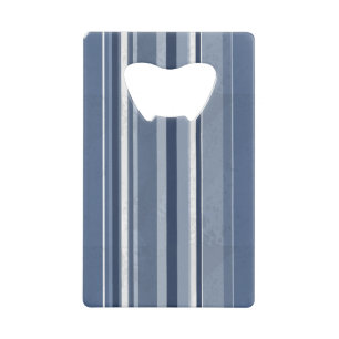 Strepen van blauw en wit creditkaart flessenopener
