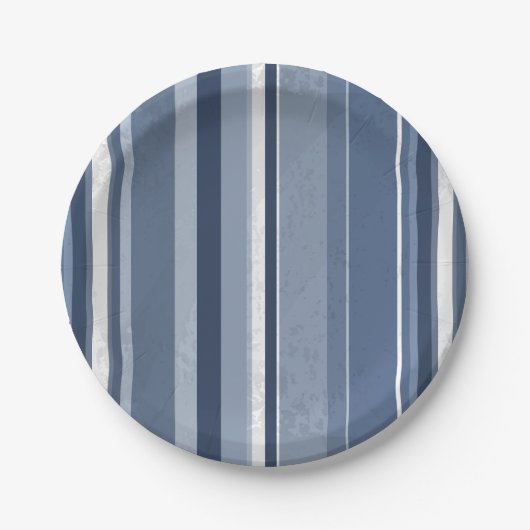 Strepen van blauw en wit papieren bordje (Voorkant)