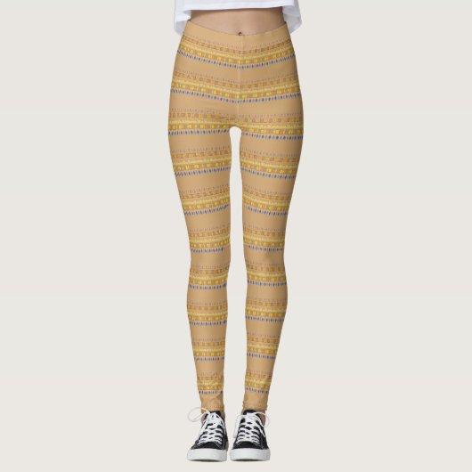 Strepen van Geometrische Symbolen Aangepaste kleur Leggings (Voorkant)