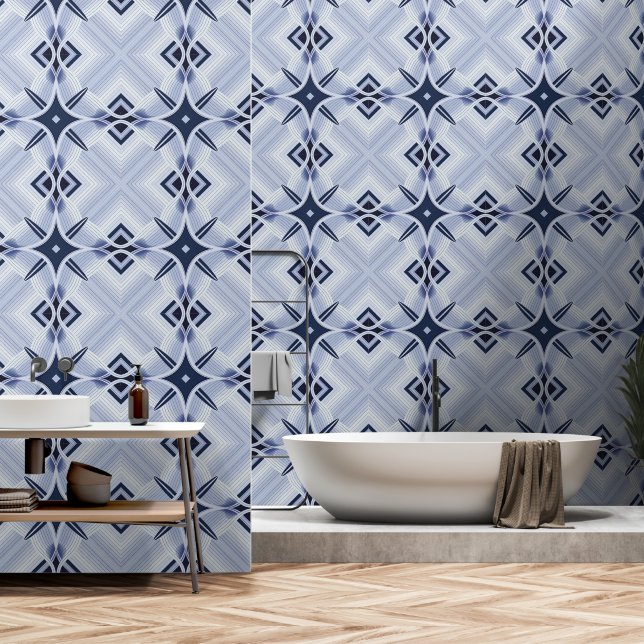 Strepen van harmonie blauw en grijs behang (Badkamer)