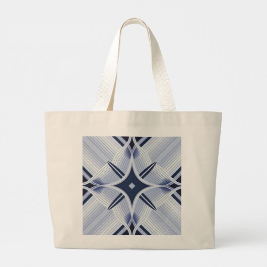 Strepen van harmonie blauw en grijs grote tote bag (Achterkant)