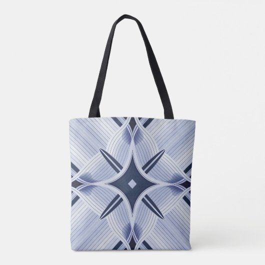 Strepen van harmonie blauw en grijs tote bag (Achterkant)