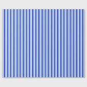 strepen van koninklijk blauw en wit snoep cadeaupapier (Vlak)