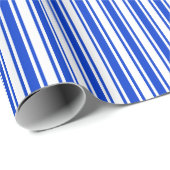 strepen van koninklijk blauw en wit snoep cadeaupapier (Rol Hoek)