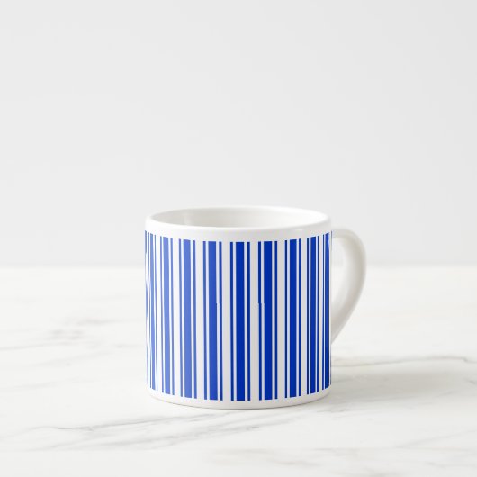 strepen van koninklijk blauw en wit snoep espresso kop (Voorkant rechts)