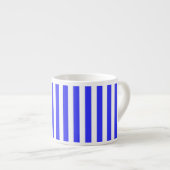 strepen van koninklijk blauw en wit snoep espresso kop (Voorkant rechts)